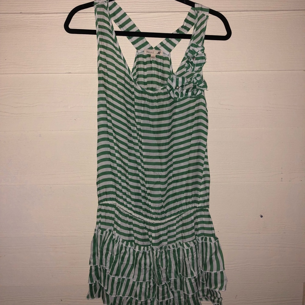 Green White Stripe Dress Size Large